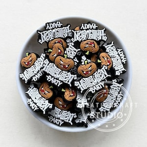 Halloween Party Beads, Pumpkin Focal Beads, Halloween Silicone Beads