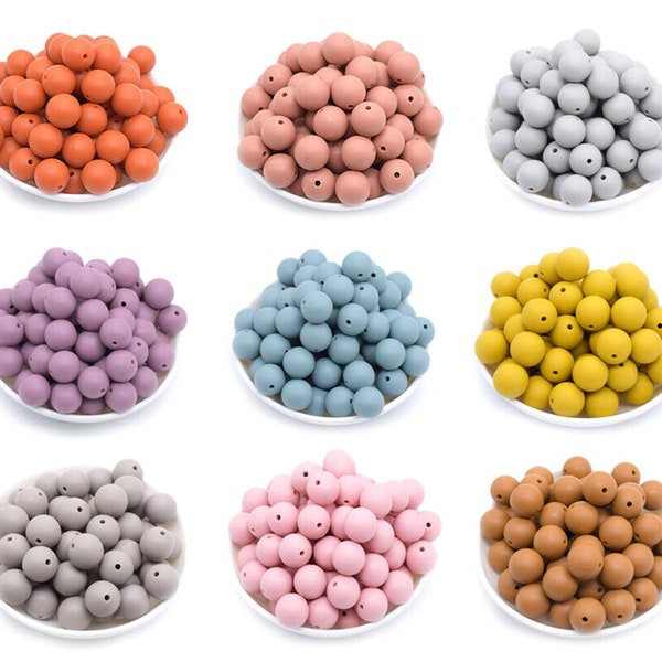 Perles rondes en silicone de 15 mm, boule de perles, perles en vrac en silicone, accessoires pour perles en vrac