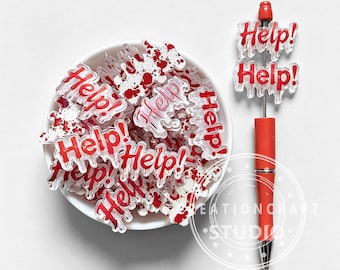 Acrylic Bloodstain Help Focal Bead,Horror Halloween Bead For Jewelry Making