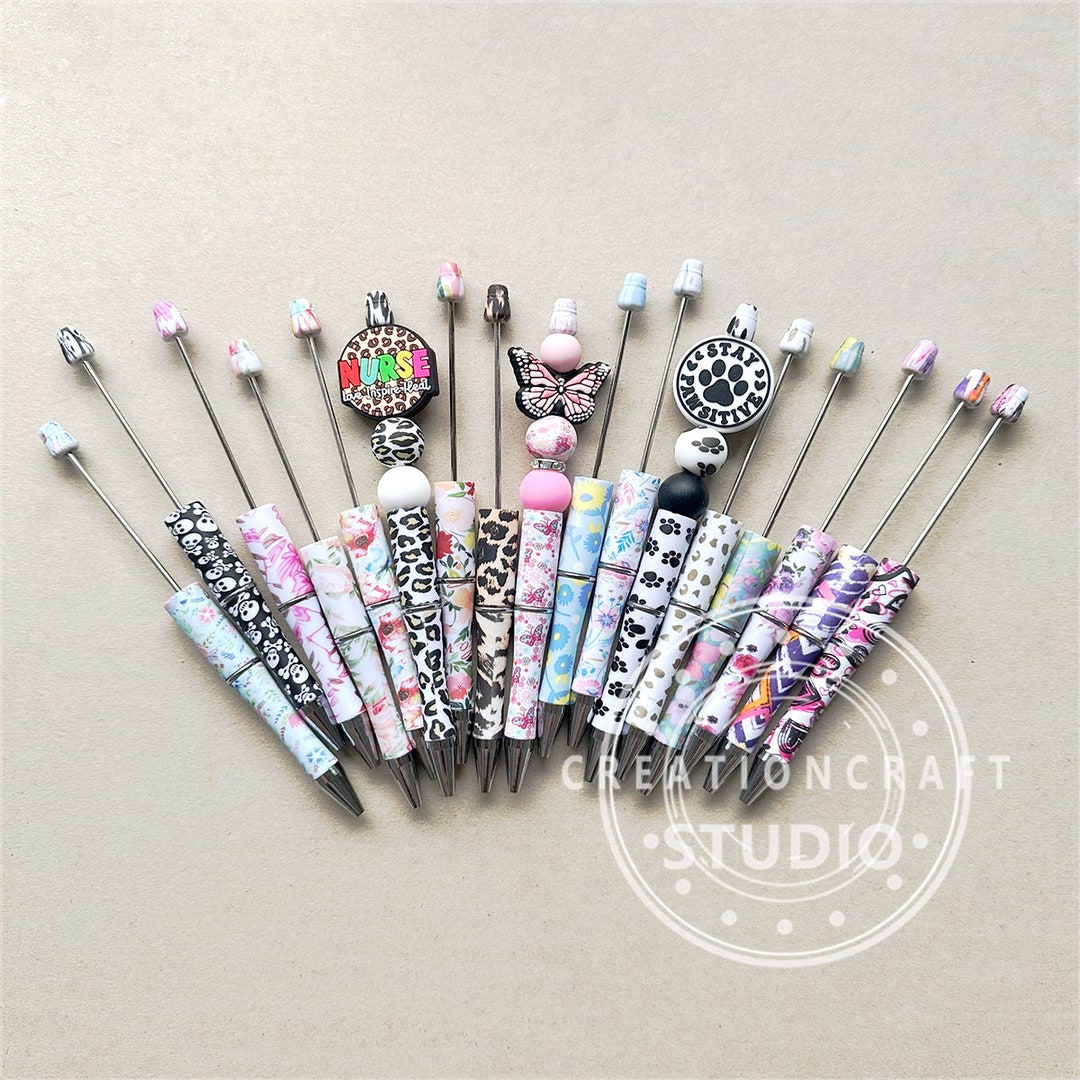 7pcs/lot Random Mixed Printed Beadable Pens DIY, Beadable Pen Blank ...
