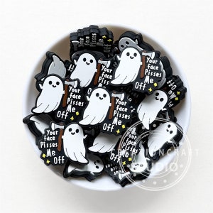 Ghost Beads, Silicone Beads, Focal Beads,Cup Charm, Halloween Beads