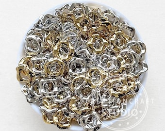 Cuentas espaciadoras onduladas de oro y plata, cuentas espaciadoras onduladas de 16 mm, cuentas espaciadoras acrílicas mixtas, cuentas espaciadoras para llaveros DIY