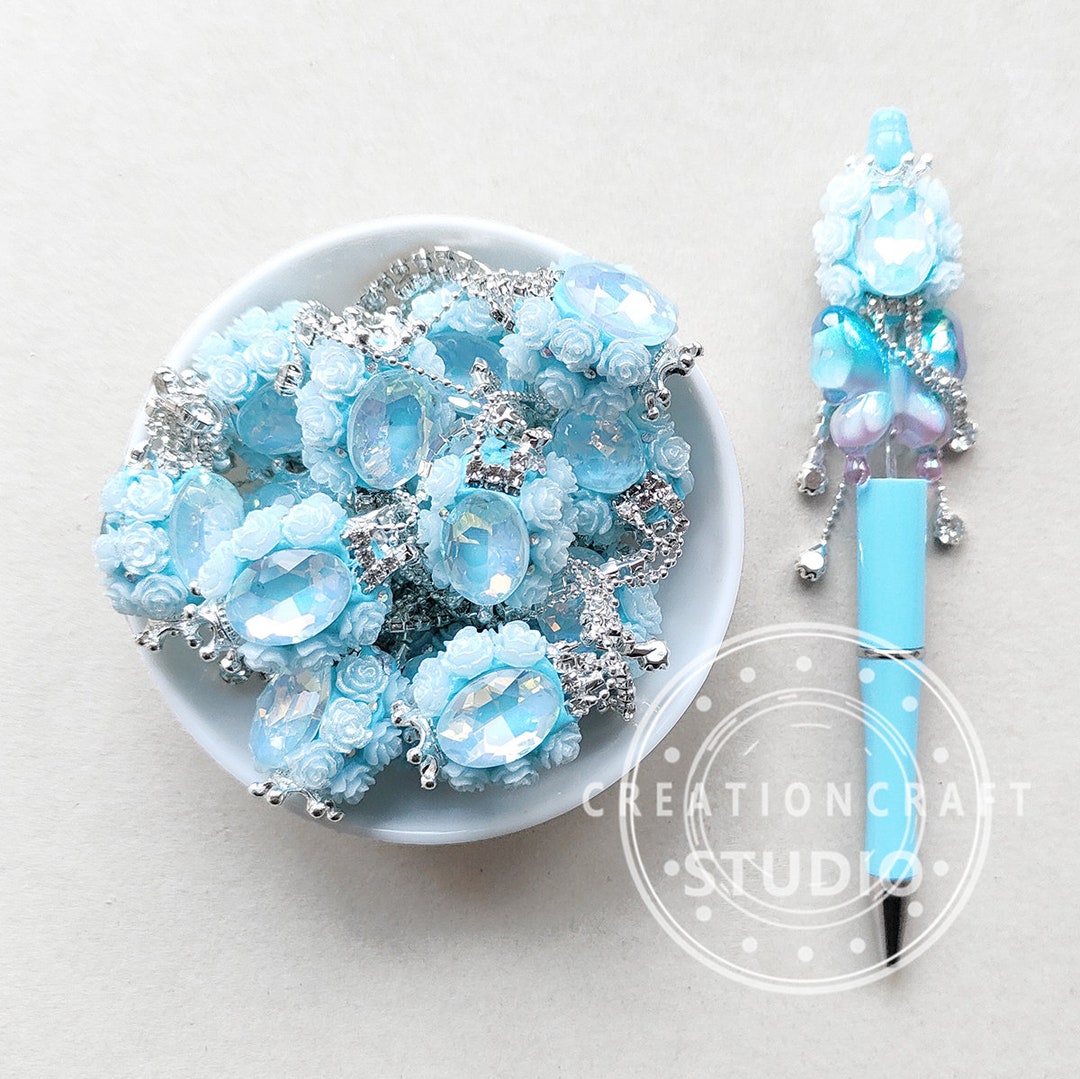 Bling Dangly Rhinestone Beads, Sparkling Beads, Rose Flower Pen Focal ...