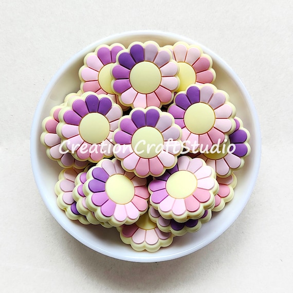 1-50PCS Bulk Silicone Beads, Sun Flower Silicone Beads, Soft