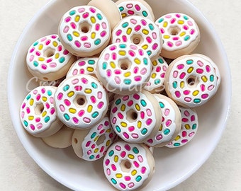 22mm Doughnut Silicone Beads, Wholesale Donut Focal Beads, Mini Shaped Loose Beads