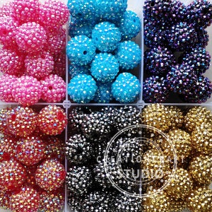 Shiny Rhinestone Bubblegum Beads, Chunky Acrylic Gumball Beads, 20mm Acrylic Bubblegum Beads