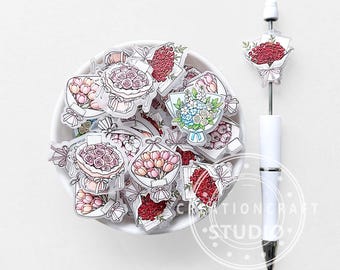 Assorted Acrylic Flower Bouquet Beads For Beadable Pen Gift Jewelry,Floral Beads