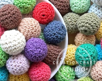 Assorted Crochet Beads, Colorful Wooden Crocheted Bead, 16/20mm Textile Ball,Round Crochet Beads, Crochet Balls For Handmade