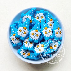 Bulk Silicone Beads, Christmas Gnome Beads, Winter Snowflakes Gnome Silicone Beads, Focal Beads