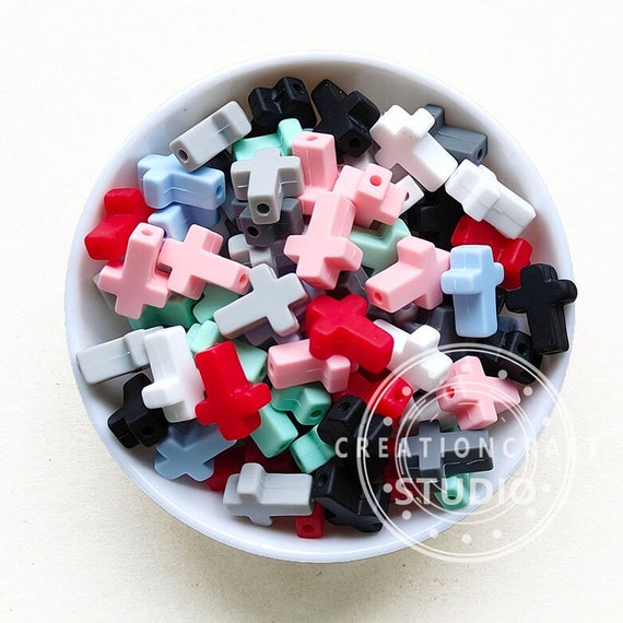 Plastic Colorful Cross Beads, 1/2 x 5/8 inch, 140 count