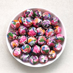 15mm Spring Butterfly Silicone Beads, Round Silicone Beads, Print Silicone Beads, Jewelry Making, Round Ball, DIY Keychain