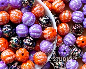 New 16mm UV Halloween Pumpkin Bubblegum Beads,Acrylic Beads Assorted,Ornament Beads