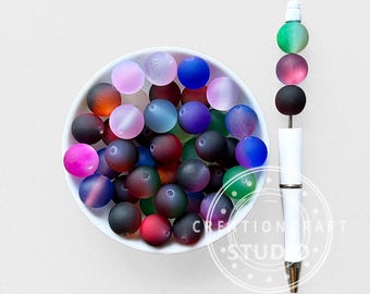 Gradient Frosted 16mm Round Acrylic Beads,Assorted Color Loose Beads Jewelry Making