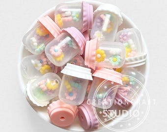 3D Daisy Flower Jar Silicone Focal Bead,Floral Shaker Bottle Beads DIY Craft