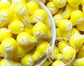 3D Lamp Bulb Silicone Beads,Be Light Focal Beads Jewelry Making Accessories