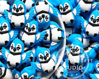 Blue Jay Bird 3D Silicone Focal Beads,Bulk Craft Beads for Beaded Pen