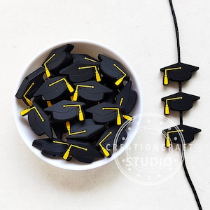 Bulk Silicone Beads, Senior Year Graduation Hat Beads, Academic Cap Focal Beads, 18*30mm