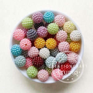 50Pcs 15mm Round Bayberry Mixed Color Acrylic Beads for DIY Pen Crafting Jewelry Making