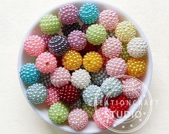 50Pcs 15mm Round Bayberry Mixed Color Acrylic Beads for DIY Pen Crafting Jewelry Making