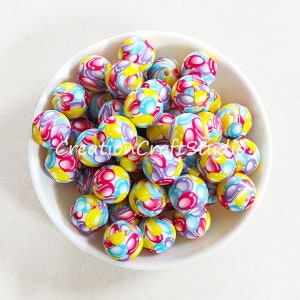 10-100 PCS Silicone Beads, Watercolour Print Silicone Beads, 12/15mm Round Beads, Silicone Print Beads, DIY Key Chain Wristlet Keyrings