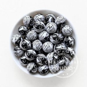 16mm Mummy Print Acrylic Beads,Loose Bubblegum Beads Bulk,Gumball Beads for Pen