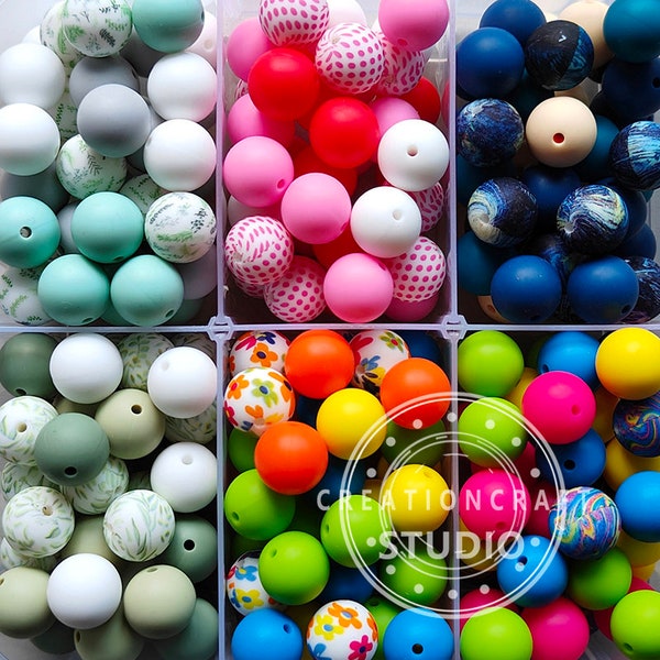 15mm Round Silicone Beads, Wholesale Silicone Beads, Mixed Colors Round Beads, Jewelry Making DIY Pen Craft, Assorted Colors Beads