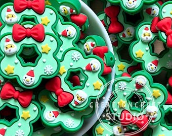 3D Bow Santa Christmas Wreath Silicone Focal Beads DIY Jewelry Craft Supplies
