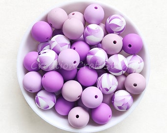 12/15MM Silicone Print Beads, Round Silicone Beads, DIY Necklace Bracelet Accessories, Mixed Color, Bulk Silicone Beads, Charm Beads