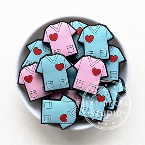 Nurse Scrub Top Focal Silicone Beads,Bulk Beads