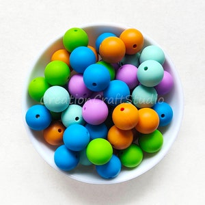 Round 12/15mm Silicone Beads, Mixed Lot, Bulk Silicone Beads, Craft Beads, DIY Neckalce Jewelry Making, for Charm Bag Keychain