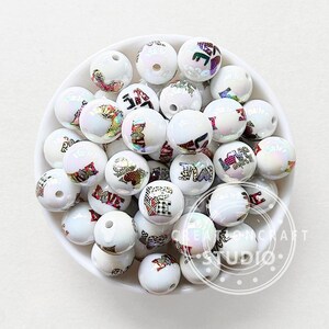Leopard Liebes-Druck 16 mm Acrylperlen, Großhandel Perlen, Valentinstag Perlen, Schmuckherstellung DIY