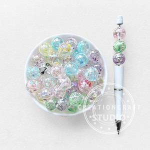 16mm UV Clear Splash Acrylic Ball,Round Loose Beads,Mix Gumball Beads for Keychain Charm