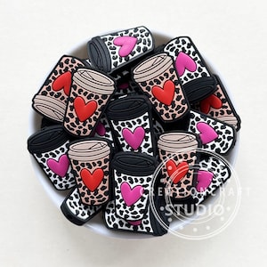 Perles focales en silicone pour tasse à café Love Leopard