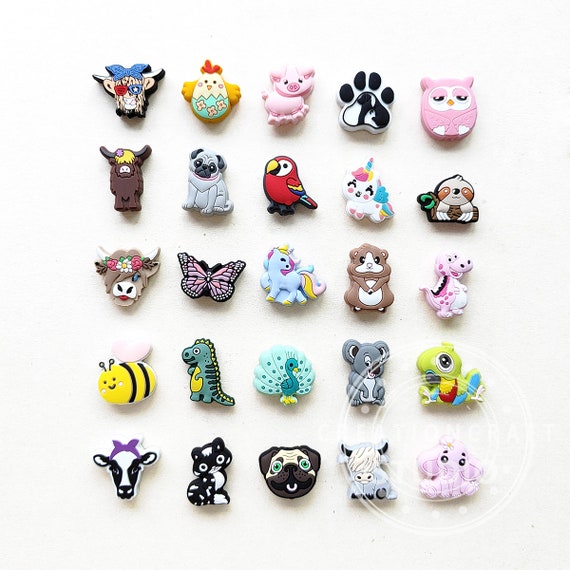 25pcs Assorted Animal Focal Silicone Beads, Mixed Focal Beads,  Owl/cow/bee/unicorn/koala/elephant Focal Beads 