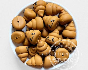 Poop Silicone Focal Bead,3D Funny Loose Beads for Pen Making Keychain