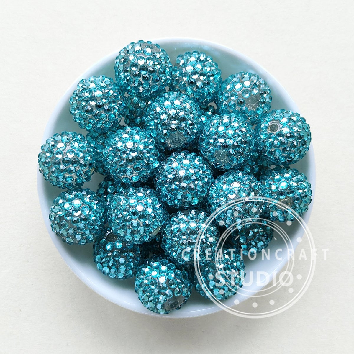 Chunky Beads, 20mm Round Rhinestone Acrylic Bubblegum Beads, 20mm