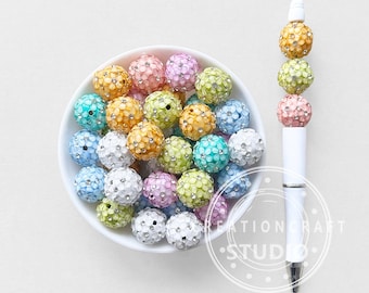 Spring Flower Polymer Clay Beads,Rhinestone Floral Ball,Craft Supplies