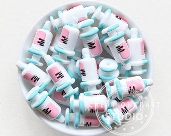 New 3D Syringe Beads,Nurse Focal Beads,Silicone Beads,Gift Keychain Beads,for Pen