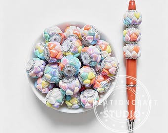 Schimmernde Herz-Strass-Acrylperlen, dekorative lose Perlen, DIY-Stift-Bastelbedarf