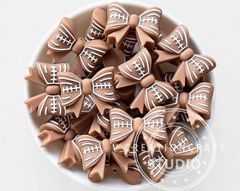 3D Bow Football Silicone Beads,Sport Focal Beads,DIY Ornament Pen