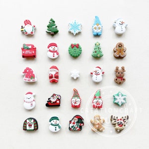 Assorted Christmas Focal Silicone Beads, Mixed Design 25Pcs Shape Silicone Beads