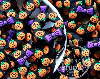 Wholesale Bead,Pumpkin Bow Wreath Focal Beads,Halloween Silicone Beads