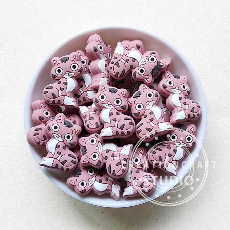 10Pcs Black Cat Beads Silicone Focal Beads Cat Shaped Beads Halloween Beads  for Keychain Making DIY Bracelets Lanyard Making Focal Beads for Pens