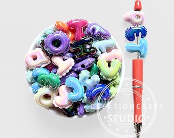 Multicolor UV Alphabet Mixed Beads,Acrylic Beads for DIY Pen Keychain Craft-Random Letter