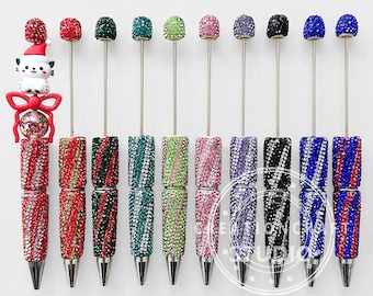 10Pcs/Lot Assorted Color Sparkle Rhinestone Polymer Clay Beadable Pen,Fancy Pens
