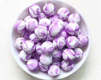 Bulk Silicone Beads, 12/15mm Print Silicone Beads, Wholesale Silicone Beads, Silicone Pearl, Round Beads, Silicone Loose Beads, DIY Craft