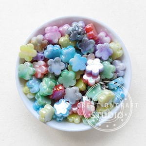 15mm Mini Flower Acrylic Beads,UV Marble Flower Shaped Charm Beads