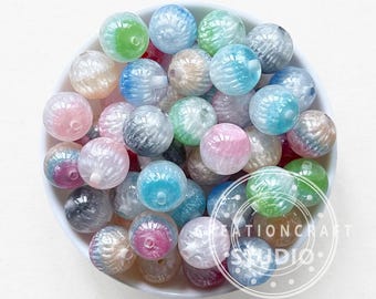 Perles Acryliques Effet Marbre 12mm - Lot De 20, Rondes, Coloris Mélangé, Pour Création Bijoux