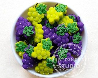 Grape Beads, Fruits Grape Focal Silicone Beads, Bulk Silicone Beads, Mini Loose Beads, DIY Necklace Beaded Pen Making