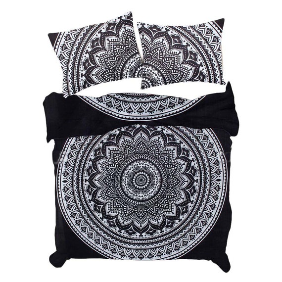 Black Star Ombre Mandala Duvet Cover Hippie Bohemian Bedding Etsy